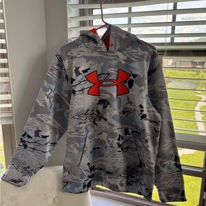 Under Armour Gray Camo Hoodie with Red Logo